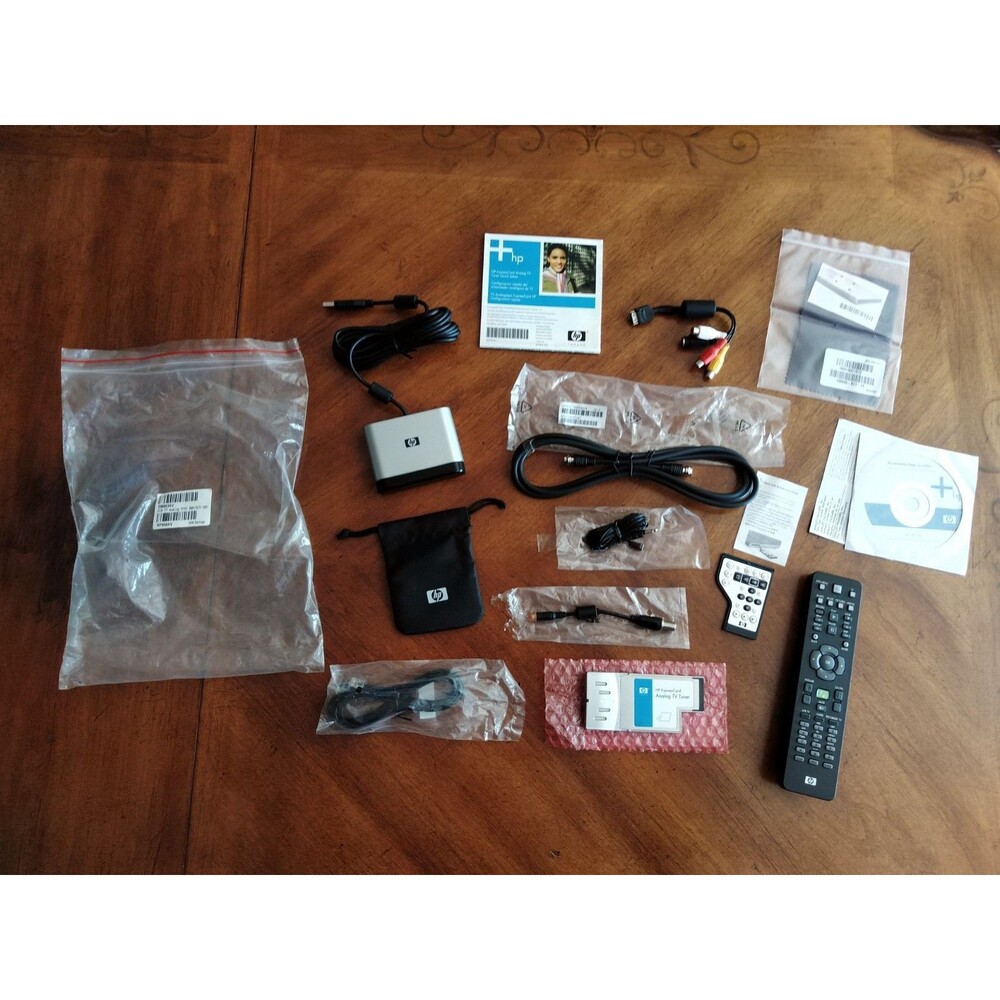 HP ExpressCard Analog TV Tuner Card RC680 418588-001 W/ Cords Remotes CDs etc